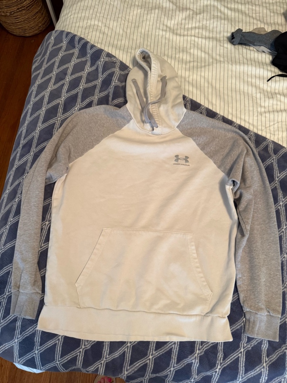 Under Armour Two-Tone Beige and Light Gray Raglan Hoodie
